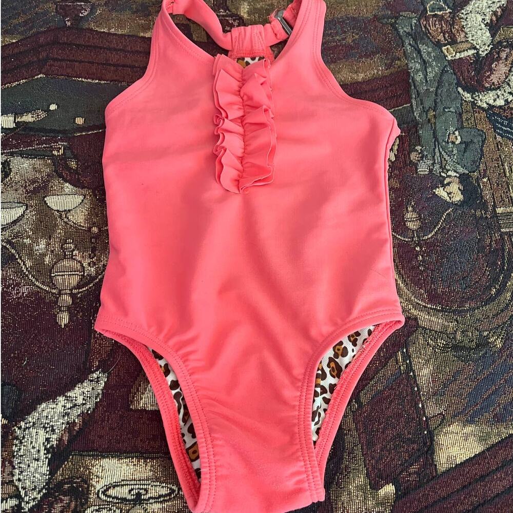 Adorable Swim Suit with ruffle and leapord print